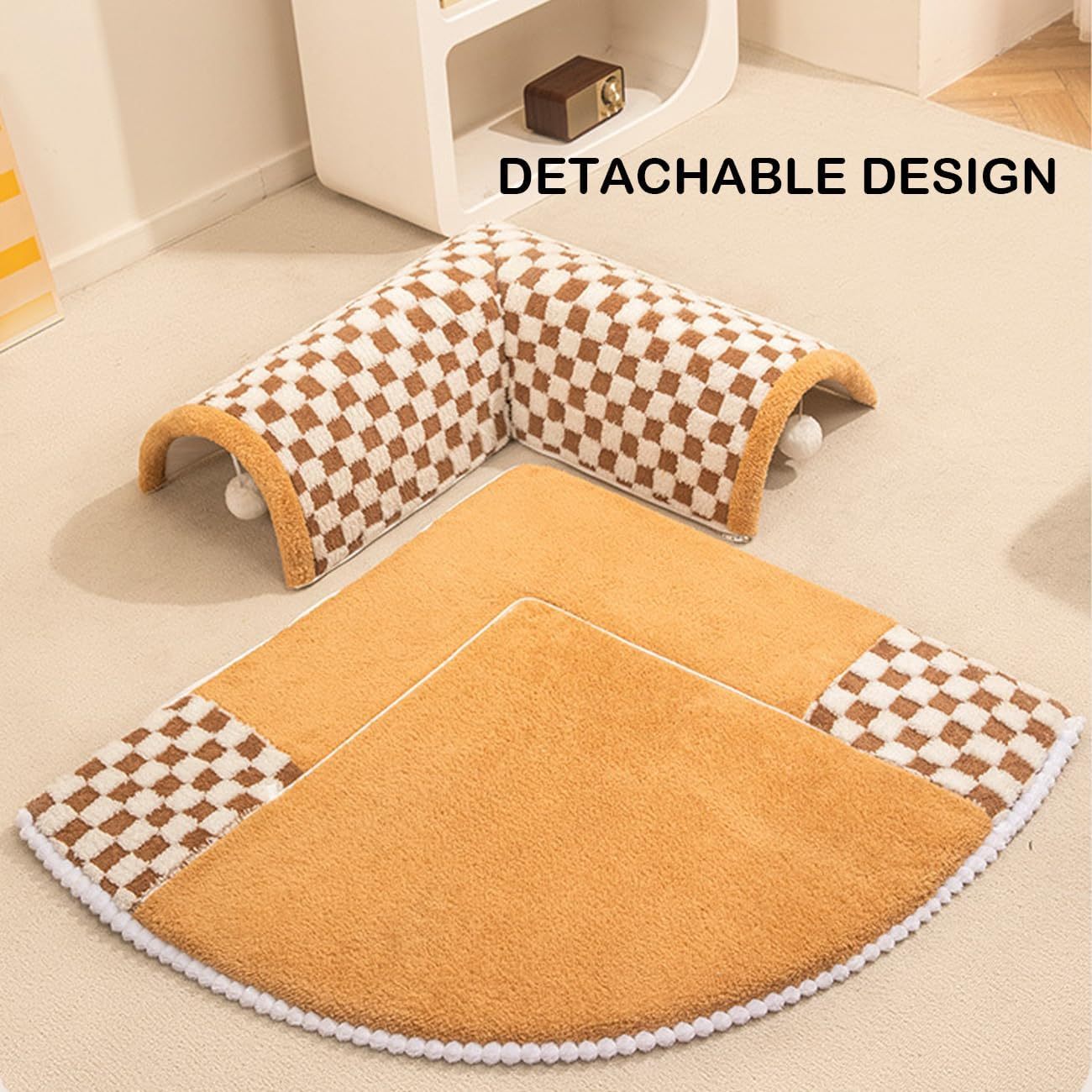 2-in-1 Plush Plaid Bed Tunnel