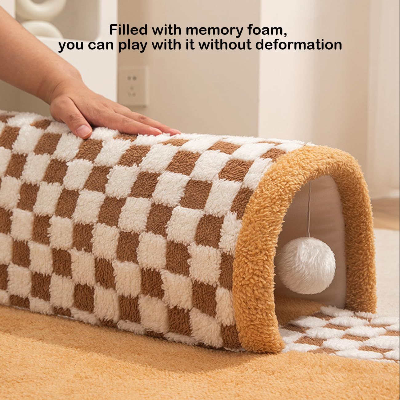 2-in-1 Plush Plaid Bed Tunnel