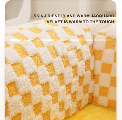 2-in-1 Plush Plaid Bed Tunnel