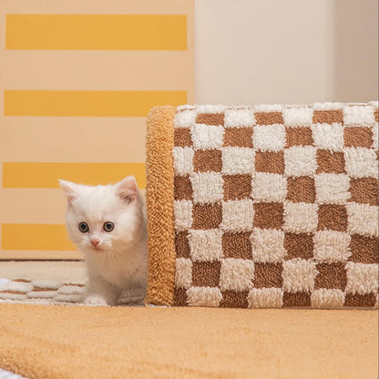 2-in-1 Plush Plaid Bed Tunnel